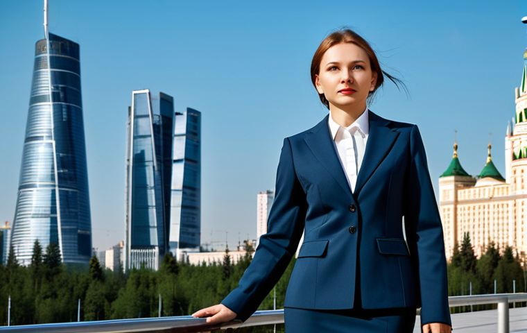 Modern Moscow Businesswoman**

"A professional businesswoman in a stylish, yet modest business suit, standing confidently in front of the Moscow City skyscrapers, fully clothed, appropriate attire, safe for work, perfect anatomy, natural proportions, professional photography, high quality, daytime lighting, clear skies, modern architecture."

**