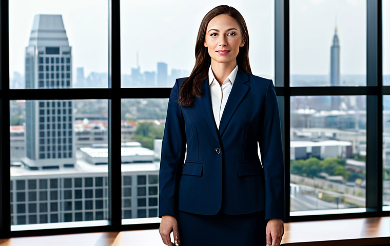 Professional Businesswoman**

"A professional businesswoman in a modest business suit, standing in a modern office with large windows overlooking a cityscape, fully clothed, appropriate attire, safe for work, perfect anatomy, natural proportions, professional photography, high quality, realistic lighting."

**