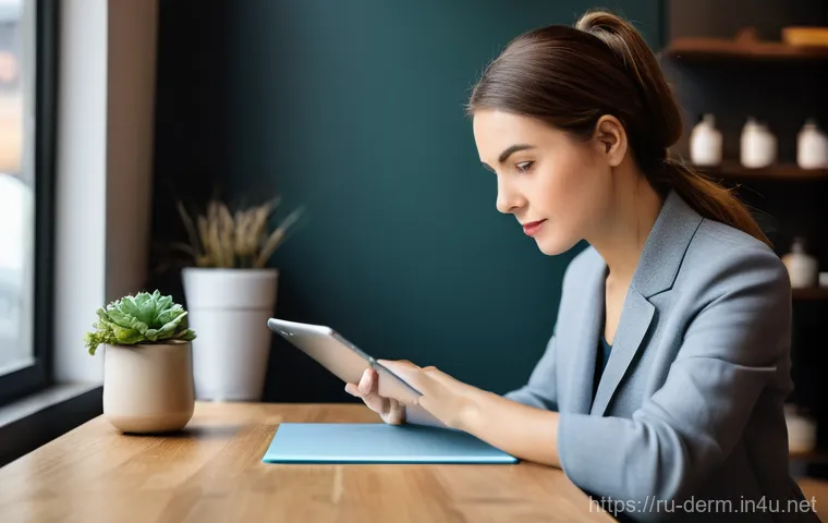 피부과 시술 리뷰 사이트 - **Prompt:** A modern, impeccably clean, and brightly lit aesthetic clinic treatment room. The focal ...