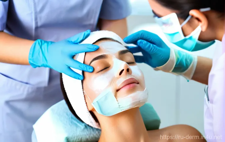 피부과 여드름 압출 효과 - **Prompt:** A young woman, appearing to be in her early twenties, is gently touching her cheek while...